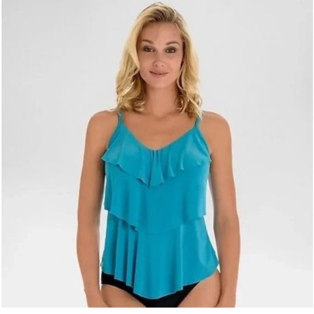 Aqua Green Teal Ruffle Camisole Tank